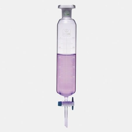 İSOLAB | Ayırma Hunisi-Cam-Silindirik-Dereceli-Ptfe Musluklu-1000 ml