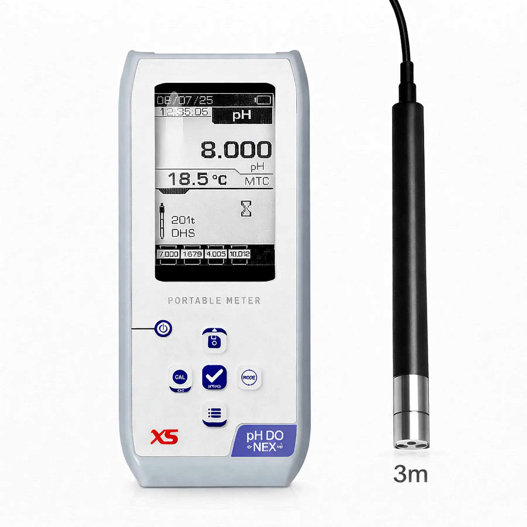 XS | pHDO NEX Portatif Multiparametre pH / ORP / ISE / Çözünmüş Oksijen Ölçüm Cihazı – 3 m Optik DO Sensörlü