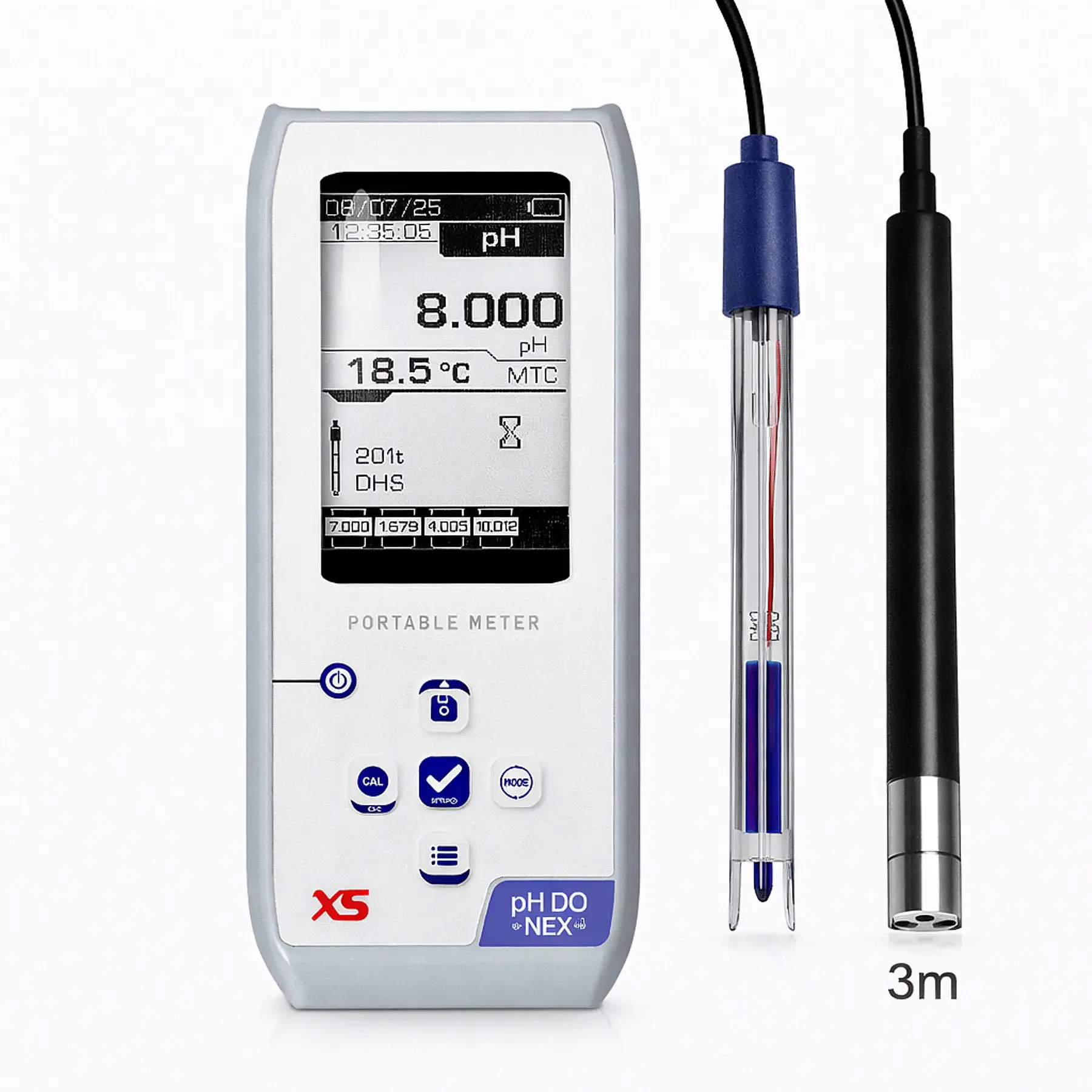 XS | pHDO NEX Portatif Multiparametre pH ve Çözünmüş Oksijen Ölçüm Cihazı – 201 T/3 Elektrot ve 3 m Optik DO Sensörlü
