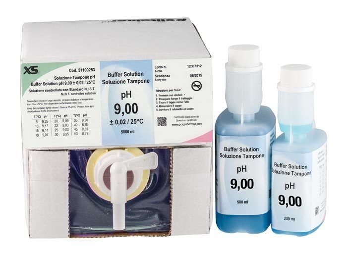 XS Instruments Greenline  pH tampon çözeltisi - pH 9,00 ± 0,02 / 25 ° C. Mavi. 250 ml.﻿