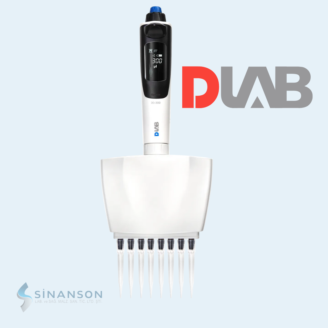 DLAB |dPette+  Çok Fonksiyonlu Otomatik Elektronik Dijital Ekranlı 8 Kanallı Pipet 15μL-300μL