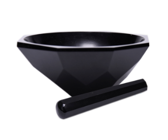İSOLAB | Havan-Agat-Tokmağı İle-Çap 85 mm-Standart Form - Siyah