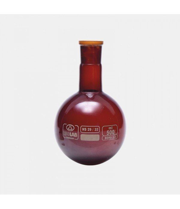 ISOLAB | Balon - Dibi Yuvarlak - Amber - Şilifli |  100 ml - Ns29/32