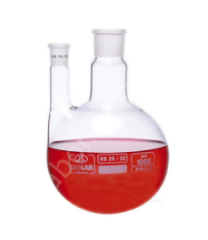 İSOLAB | Balon-Dibi Yuvarlak-2 Boyunlu-Paralel Yan Boyun-Merkez Boyun : NS 29/32-Yan Dişi Şilif : NS 14/ 23-250 ml