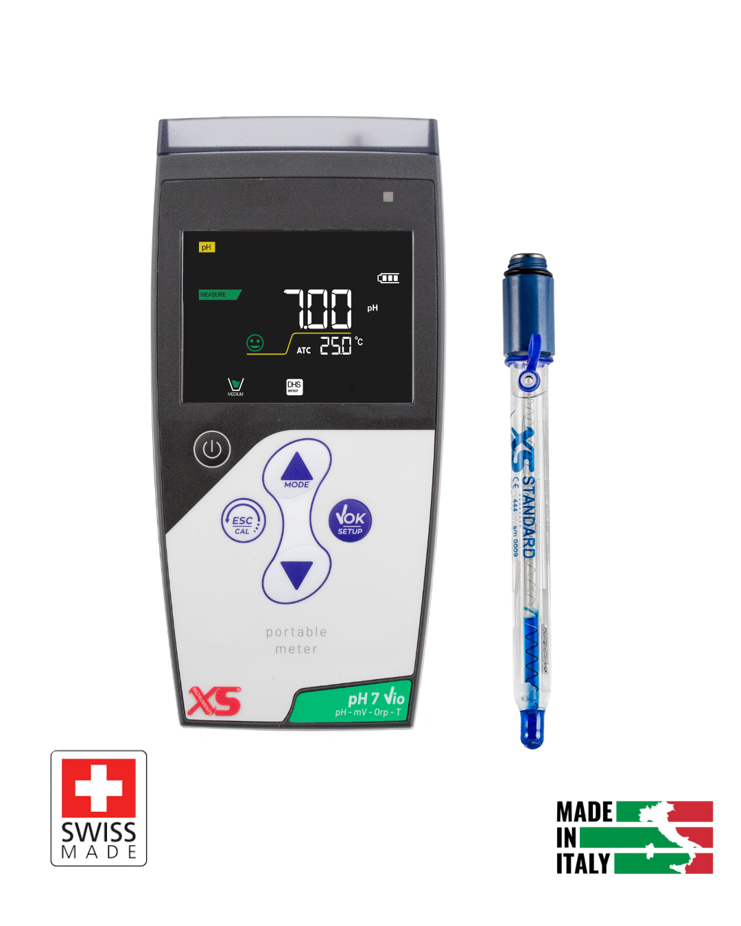 XS Instruments | Ph 7 Portatif Ph metre (Standard Elektrod ile birlikte)