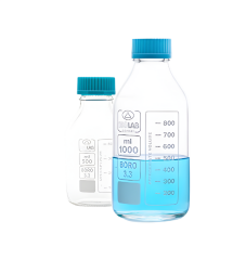 İSOLAB | şişe - borosilikat cam - şeffaf - vidalı kapaklı - 100 ml