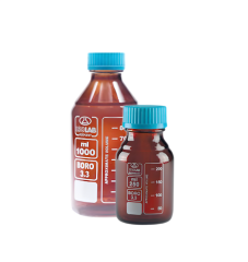 İSOLAB | şişe - borosilikat cam - amber - vidalı kapaklı - 3000 ml