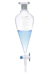 İSOLAB | Ayırma Hunisi-Cam-Konik-Dereceli-Ptfe Musluklu-500 ml
